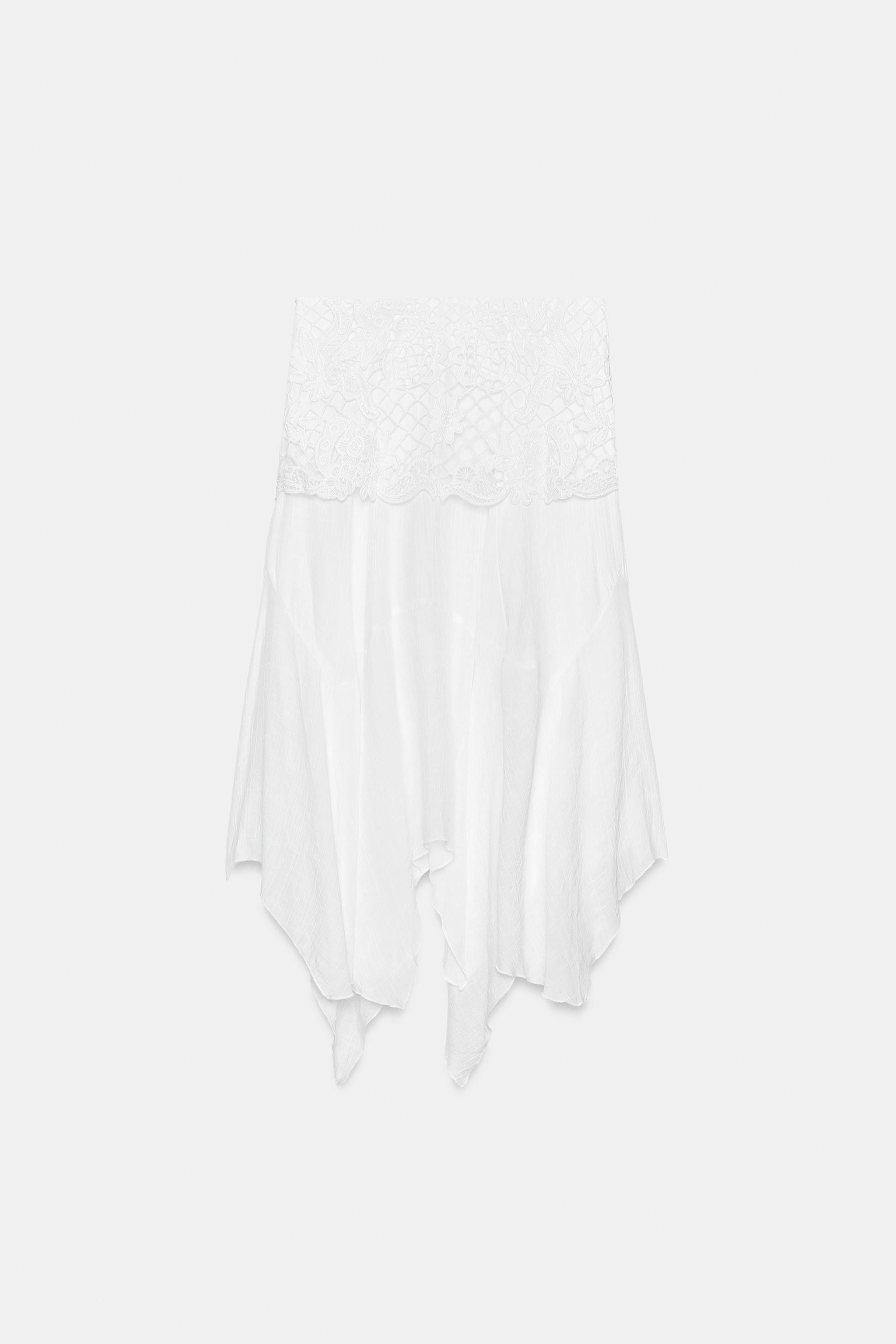 ASYMMETRIC EMBROIDERED MIDI SKIRT | Zara US