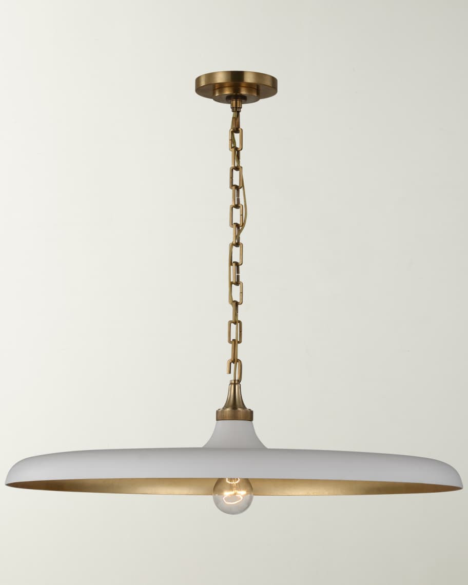 Piatto Large Pendant In Hand-Rubbed Antique Brass With Plaster White Shade By Thomas O'Brien | Neiman Marcus