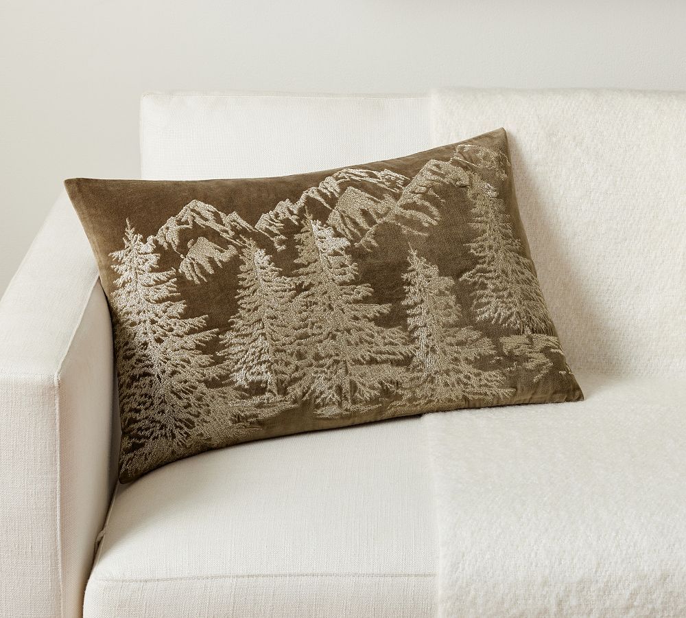 Mammoth Metallic Embroidered Lumbar Pillow Cover | Pottery Barn (US)