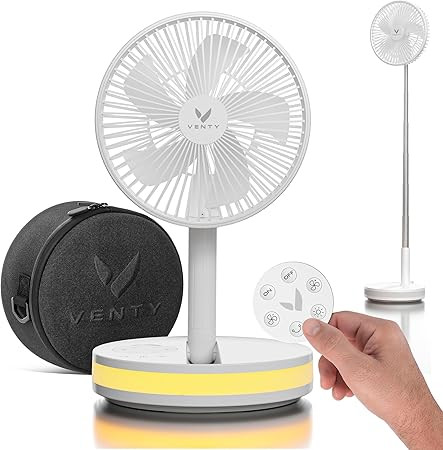 VENTY Portable Fan - Wireless Battery Operated Fan - 4 Speeds - LED Lighting - Carry Case & Remot... | Amazon (US)