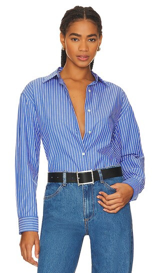 Yorke Shirt in Blue & White Stripe | Revolve Clothing (Global)