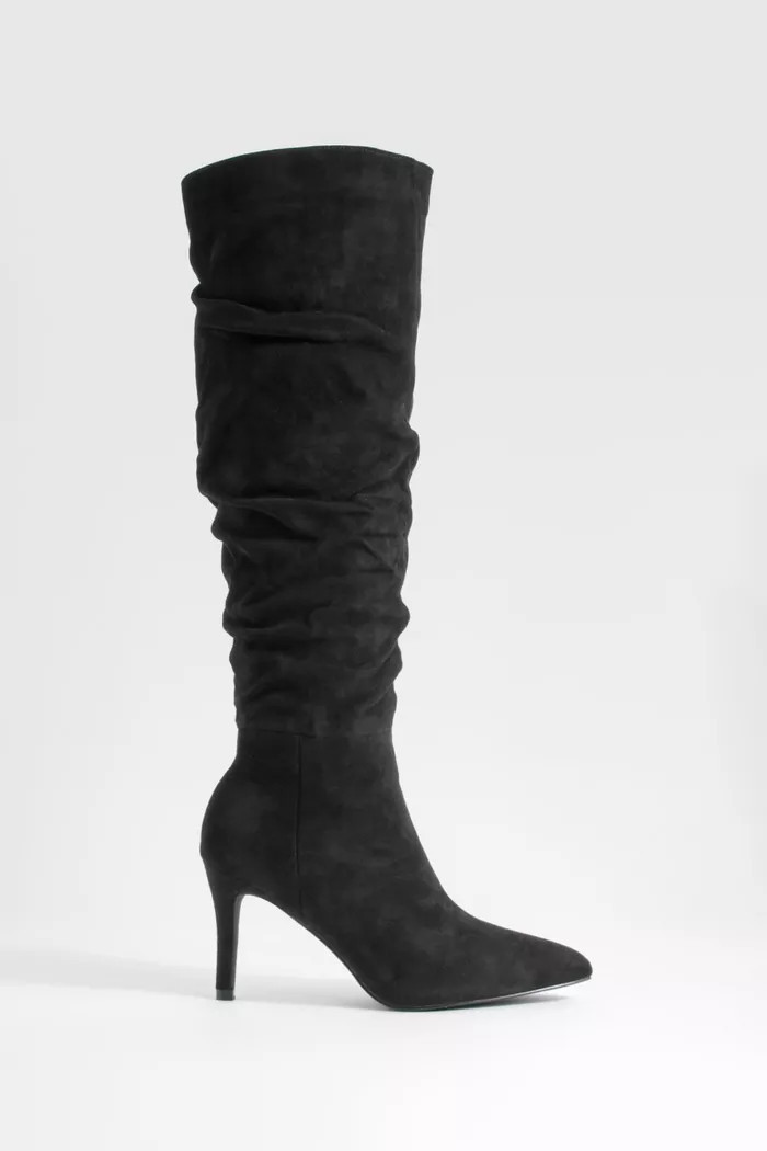 Ruched Stiletto Knee High Boots | Boohoo.com (UK & IE)