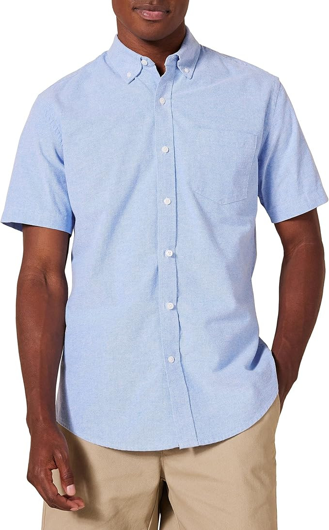 Amazon Essentials Men's Regular-Fit Short-Sleeve Pocket Oxford Shirt | Amazon (US)