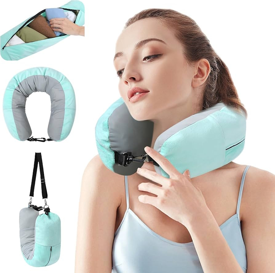HEON Stuffable Neck Pillow for Travel Extra Luggage, Cooling & Warm Airplane Pillow for Flight Ca... | Amazon (US)
