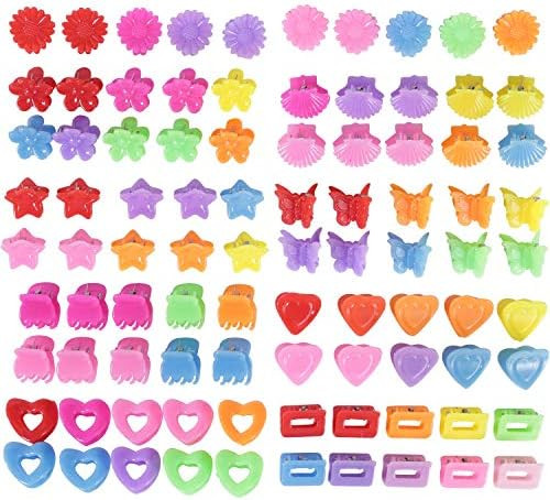 90 Pack Small Mini Flower Star Heart Butterfly Plastic Hair Claw Clips Jaw Barrettes Grip Clamps ... | Amazon (US)