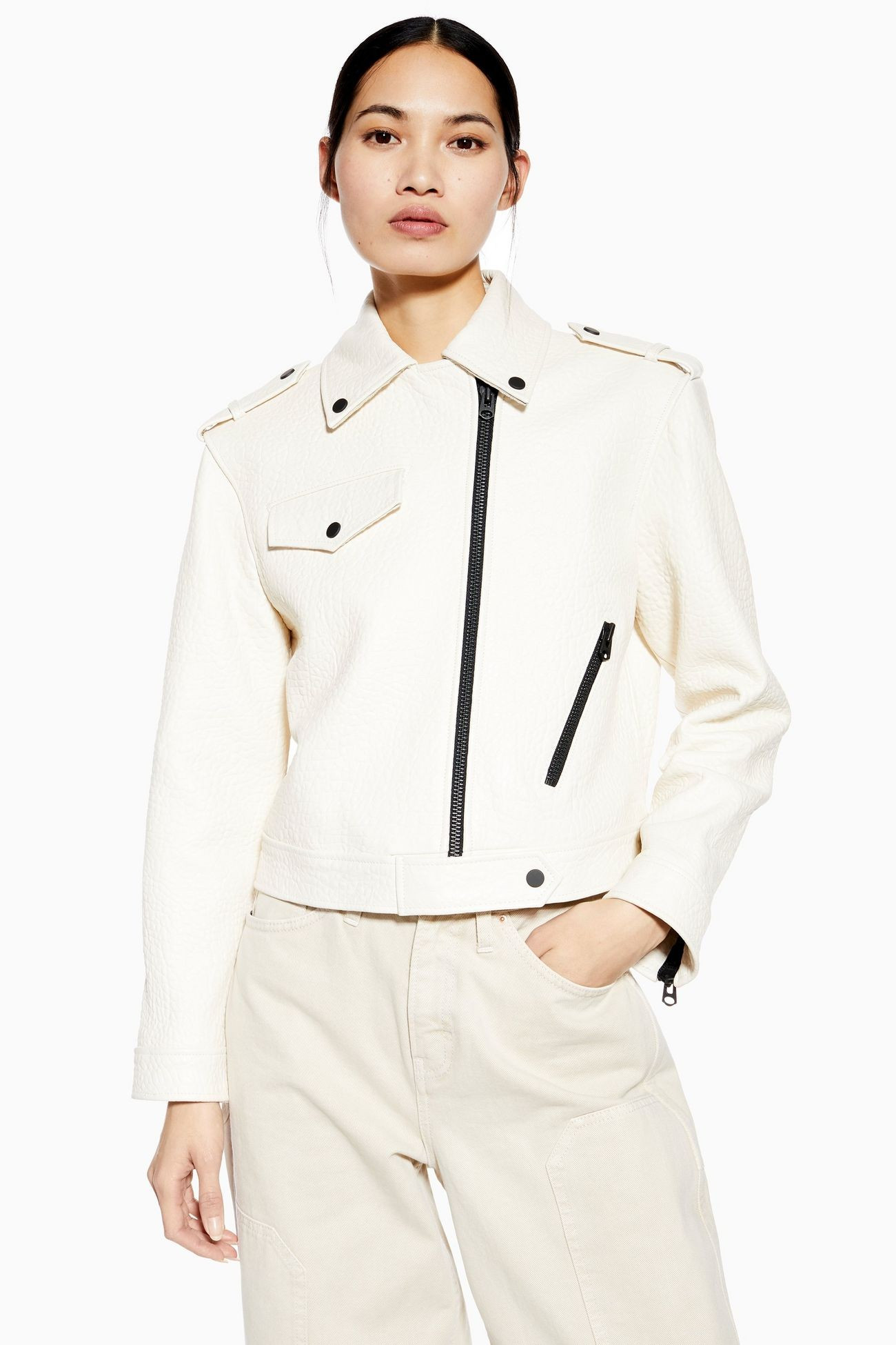 **White Leather Biker Jacket by Boutique | Topshop UK