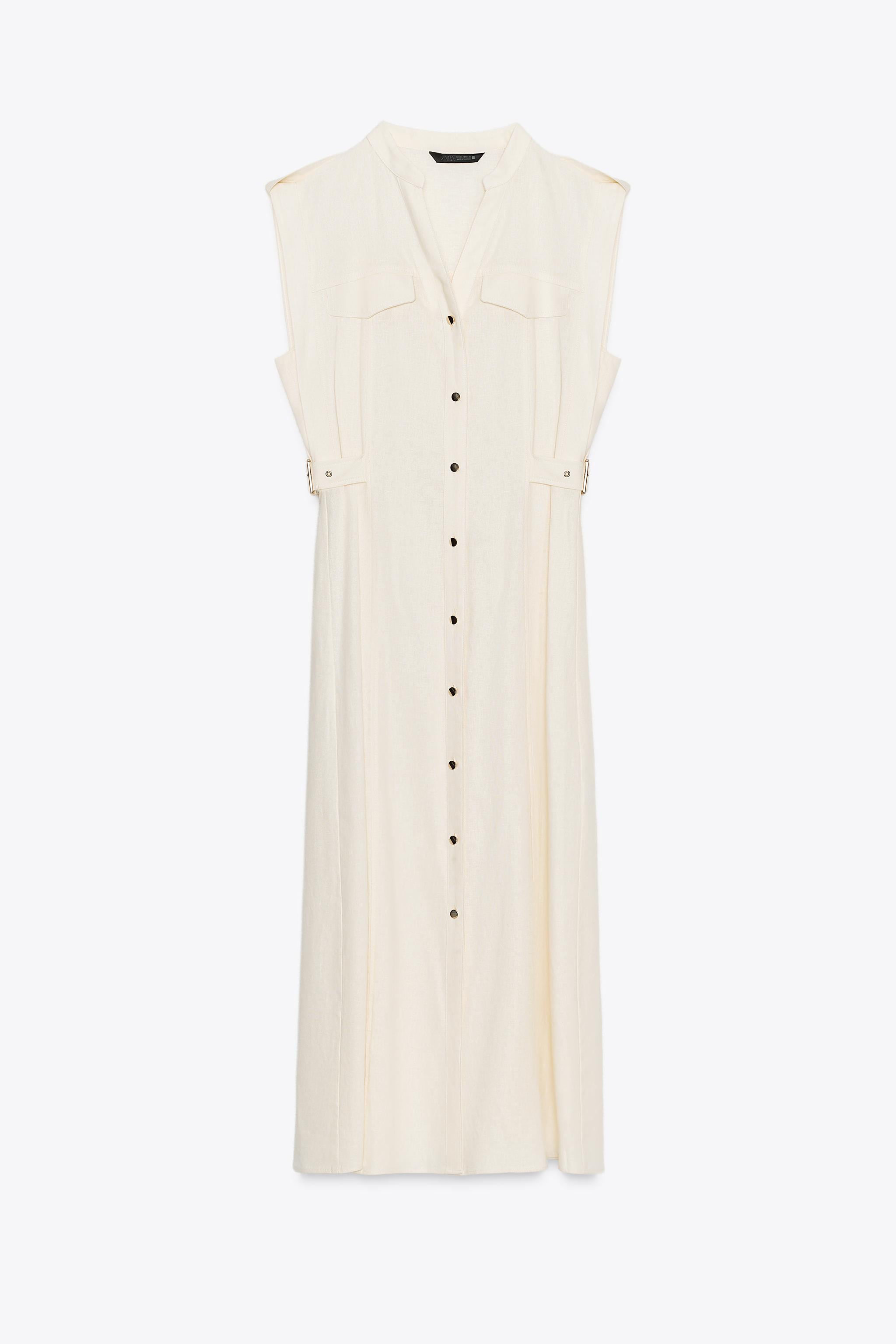 MIDI DRESS WITH BELT LOOPS IN A LINEN BLEND | Zara UK