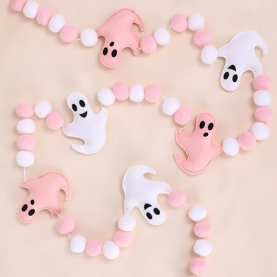 Pink Halloween Decor with Ghost Garland for Pink Halloween Decorations Garland Indoor in Pastel D... | Amazon (US)