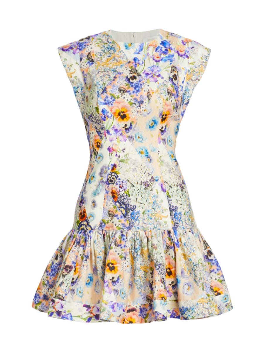 Tama Floral-Printed Flounce Minidress | Saks Fifth Avenue