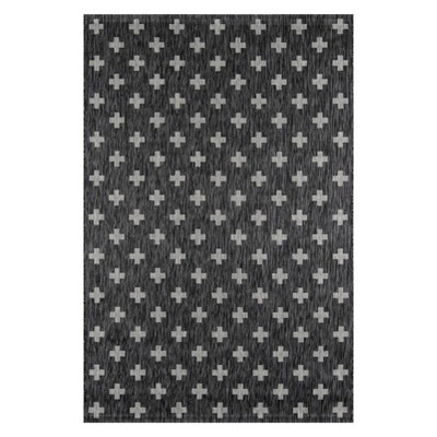 6'7"X9'6" Geometric Loomed Area Rug Charcoal - Novogratz By Momeni: Modern Indoor/Outdoor Low Pile Rectangle Rug | Target