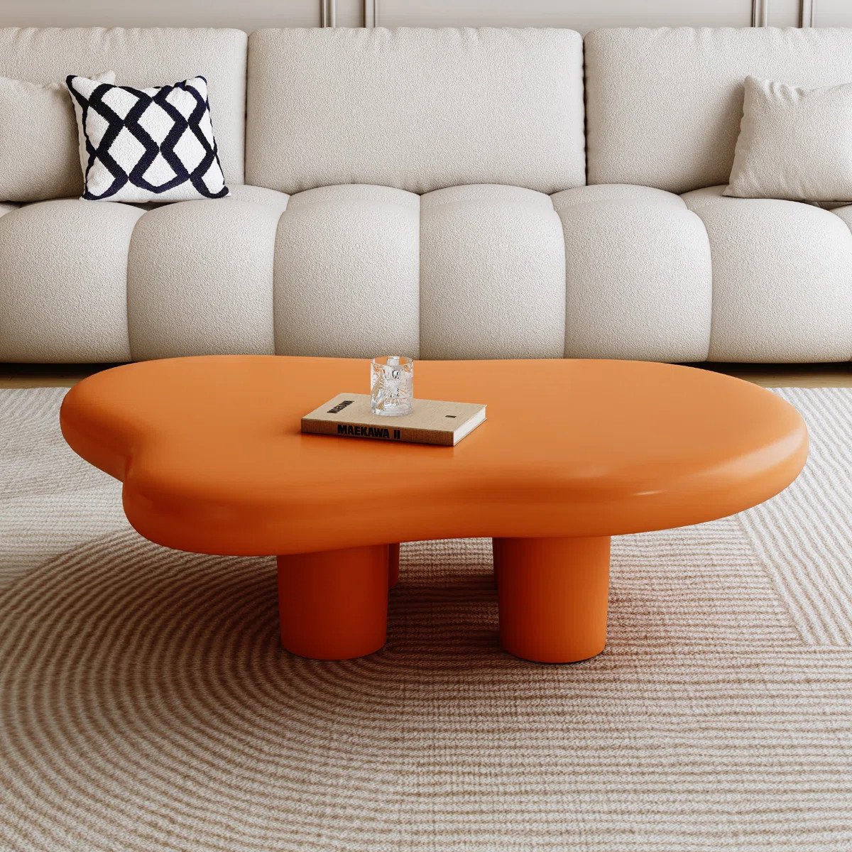 48.5" Cloud Shape Modern Coffee Table with Irregular Edge Top and 4 Round Legs, Minimalist Accent... | Wayfair North America