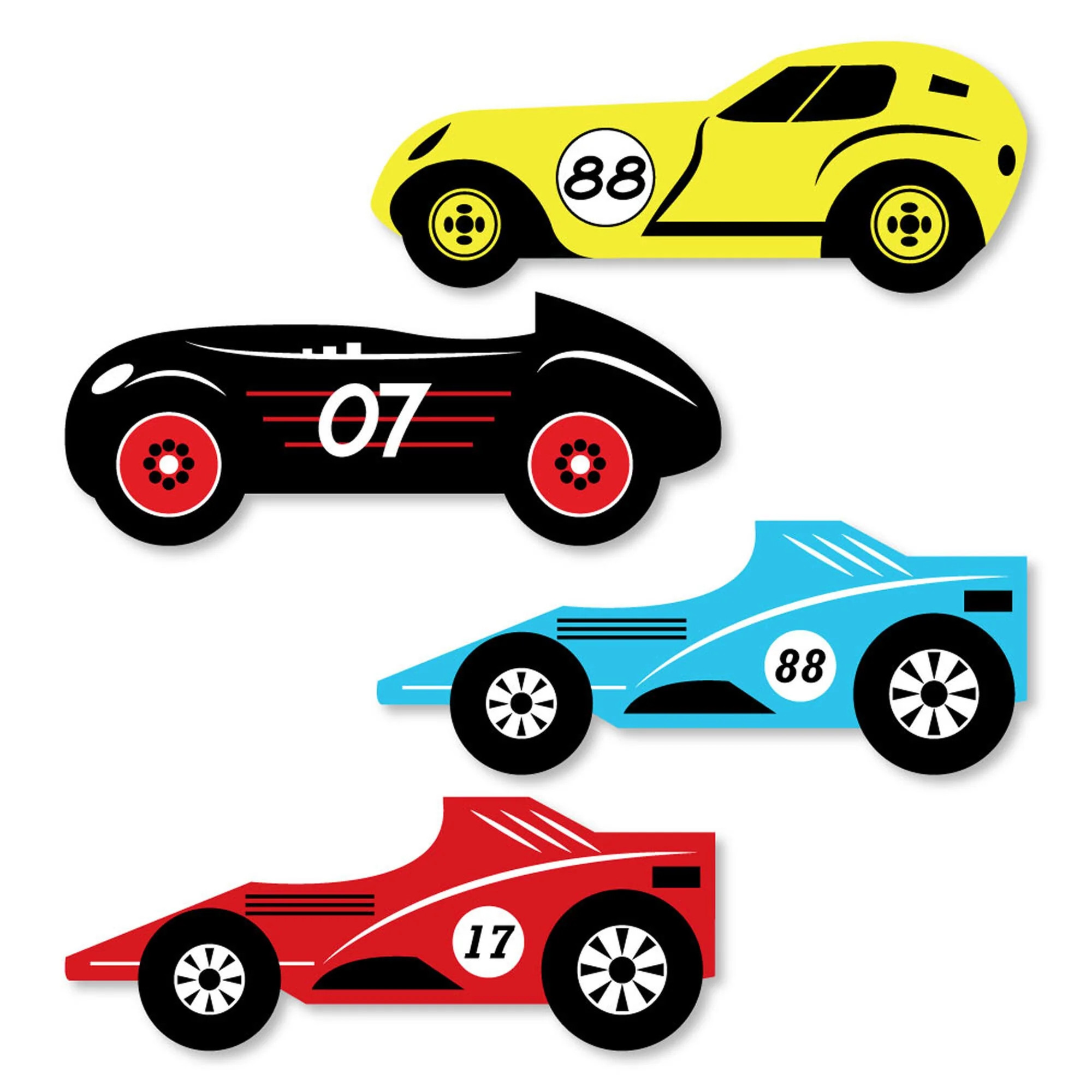 Let's Go Racing - Racecar - DIY Shaped Race Car Birthday Party or Baby Shower Cut-Outs - 24 ct | Big Dot of Happiness