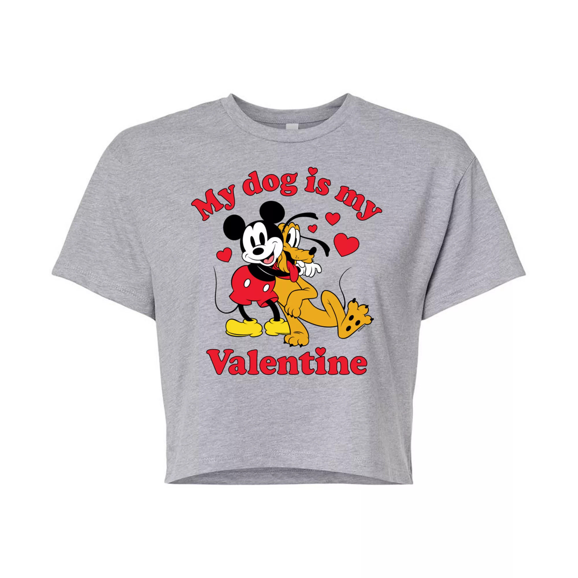 Disney's Mickey Mouse & Pluto Juniors' Dog Is My Valentine Cropped Tee | Kohl's
