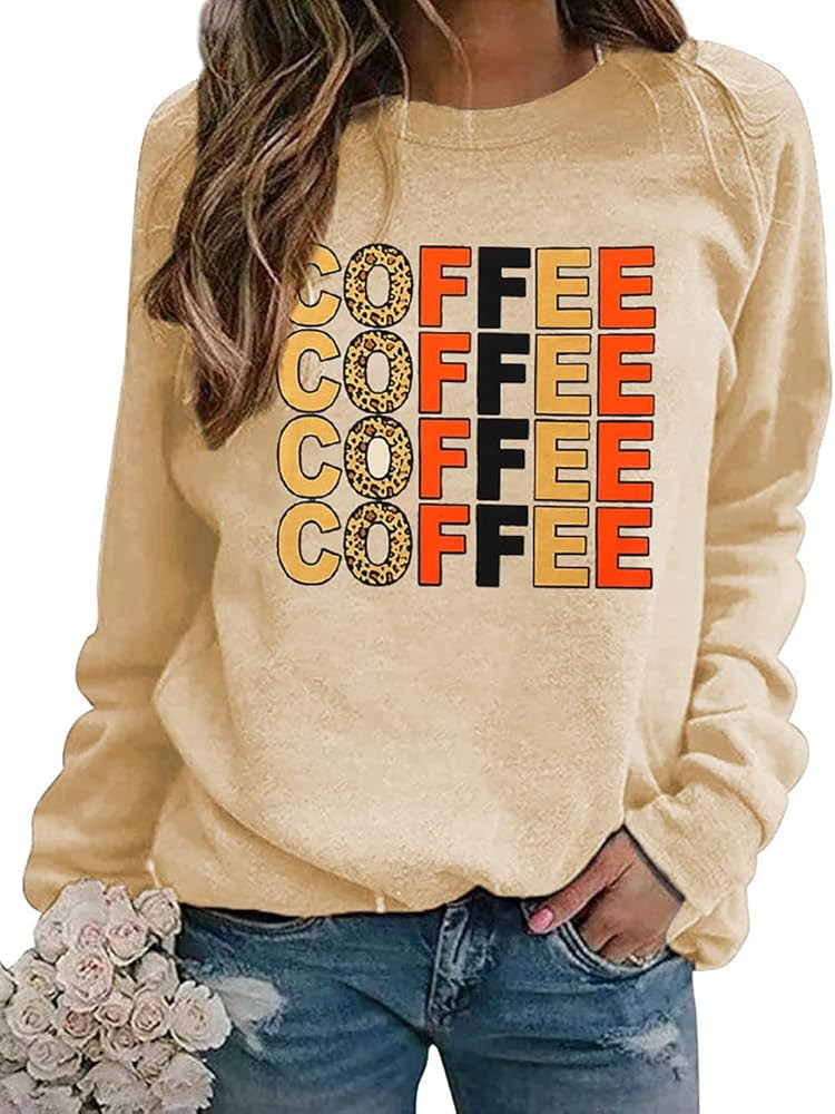 Coffee T Shirts Women Coffee Coffee Coffee Letter Print Sweatshirt Cute Graphic Tshirt Tee Top wi... | Amazon (US)