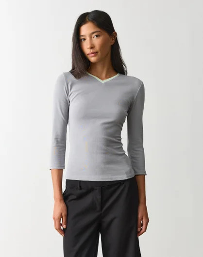 Cotton V Neck Three Quarter Top | Glassons (Australia)