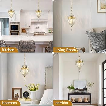 Modern Chandelier, Gold Chandelier Crystal Pendant Lights Small Chandelier Light Fixture, Crystal... | Amazon (US)
