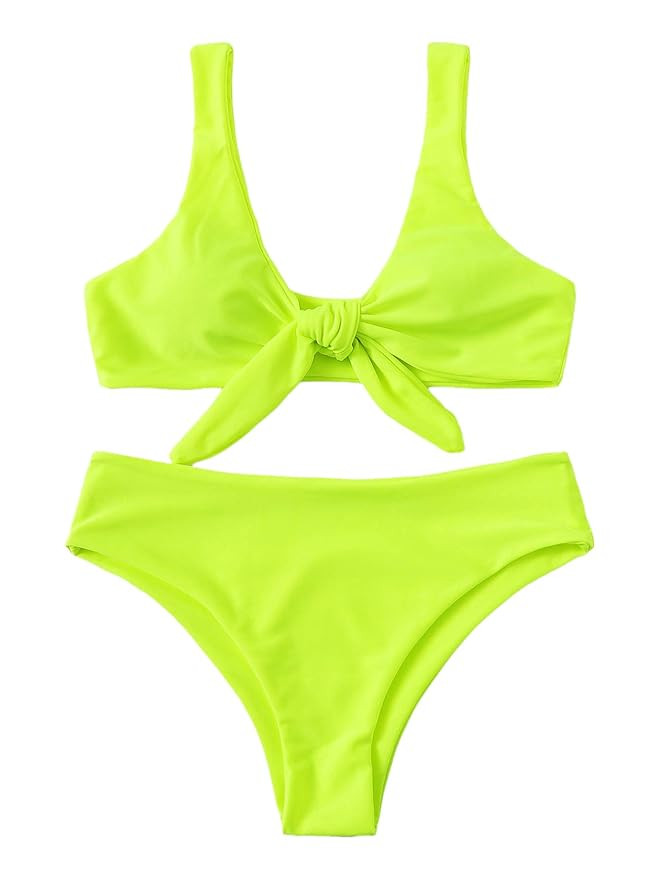 SweatyRocks Women's Sexy Bikini Swimsuit Tie Knot Front Swimwear Set | Amazon (US)