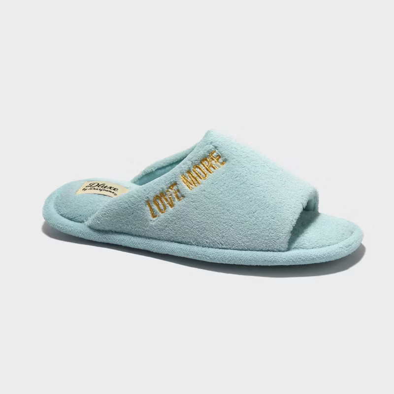 dluxe by dearfoams Women's Valentine's Day Love More Slippers - Mint Green | Target