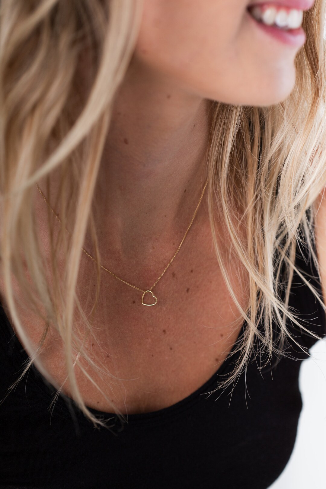 Gold Open Heart Necklace, Valentine's Necklace, Gold Heart Jewellery, Love, Valentine's day gift,... | Etsy (EU)