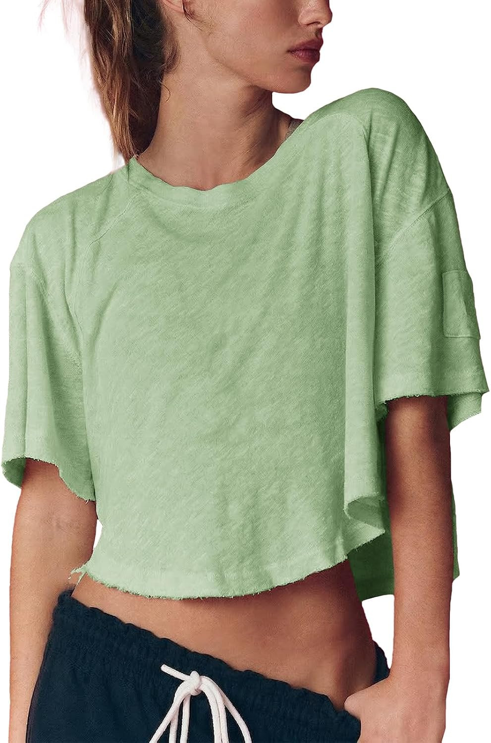 Gnveub Short Sleeve Workout Tops for Women Lightweight Cropped Workout Shirts Yoga Pilates Gym T Shirts | Amazon (US)