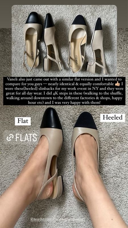 Comparing the Vaneli slingbacks + flats version 🖤

- they are nearly identical and equally comfortable

Workwear  / work shoes / cap toe / slingbacks / flats / comfy shoes / classic

#LTKworkwear #LTKshoecrush