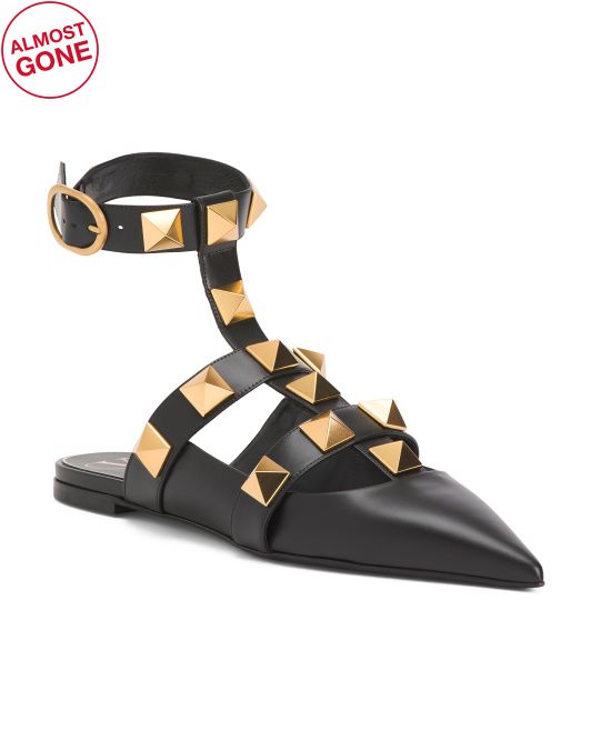 Made In Italy Leather Pointy Toe Studded Sandals | TJ Maxx
