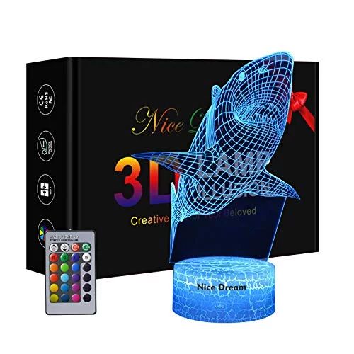 Shark 3D Optical Illusion Lamp, 3D Night Light for Kids, Shark Toys for Boys, Gifts Boys Age 10 4... | Walmart (US)