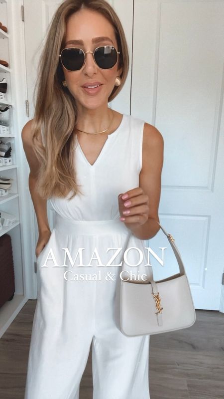 Casual chic spring outfit idea. This Amazon wide leg jumpsuit has a great quality and it’s flattering and comfortable.
Runs tts , wearing a size small 


#LTKover40 #LTKstyletip #LTKtravel