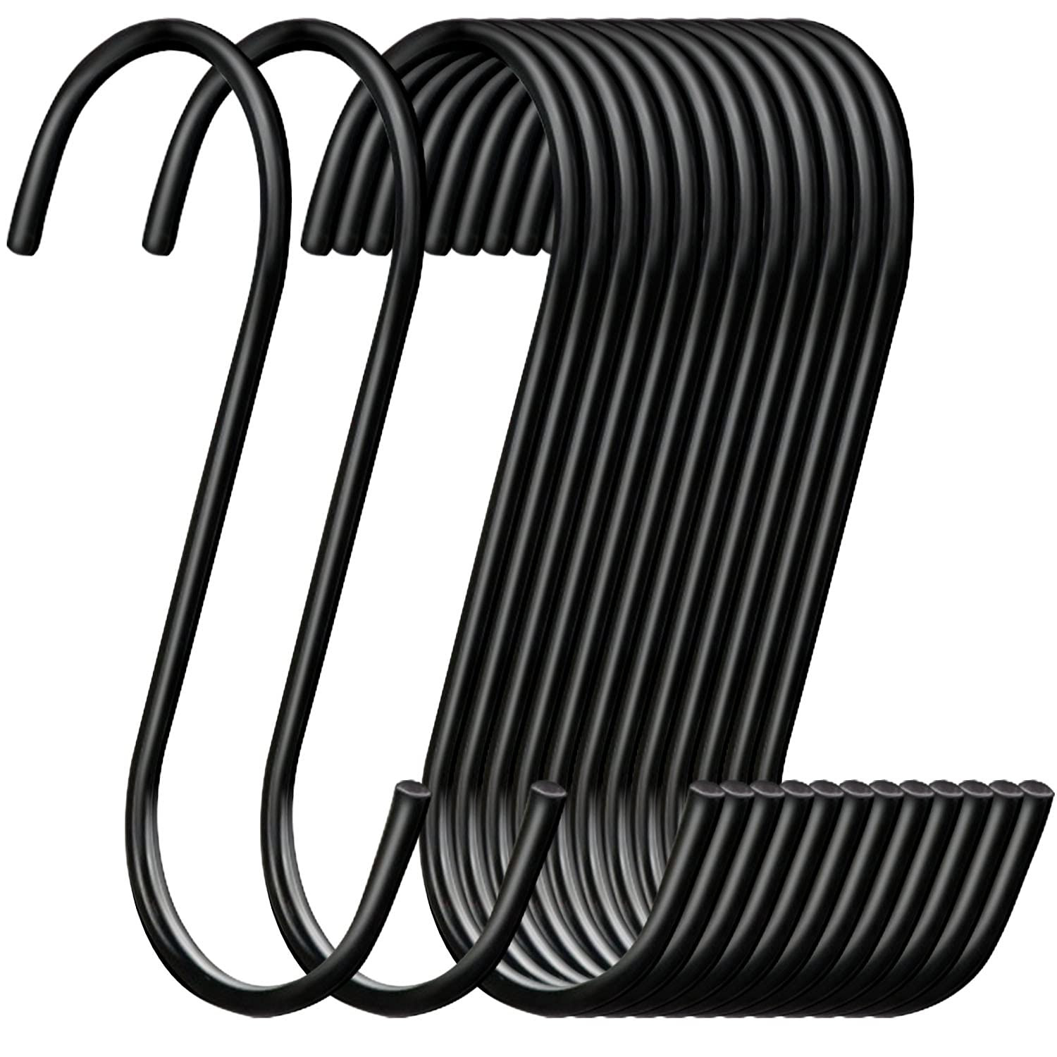 30 Pack Heavy Duty S Hooks Black Steel S Shaped Hooks for Hanging Jeans Pans Pots Plants Bags Tow... | Amazon (US)