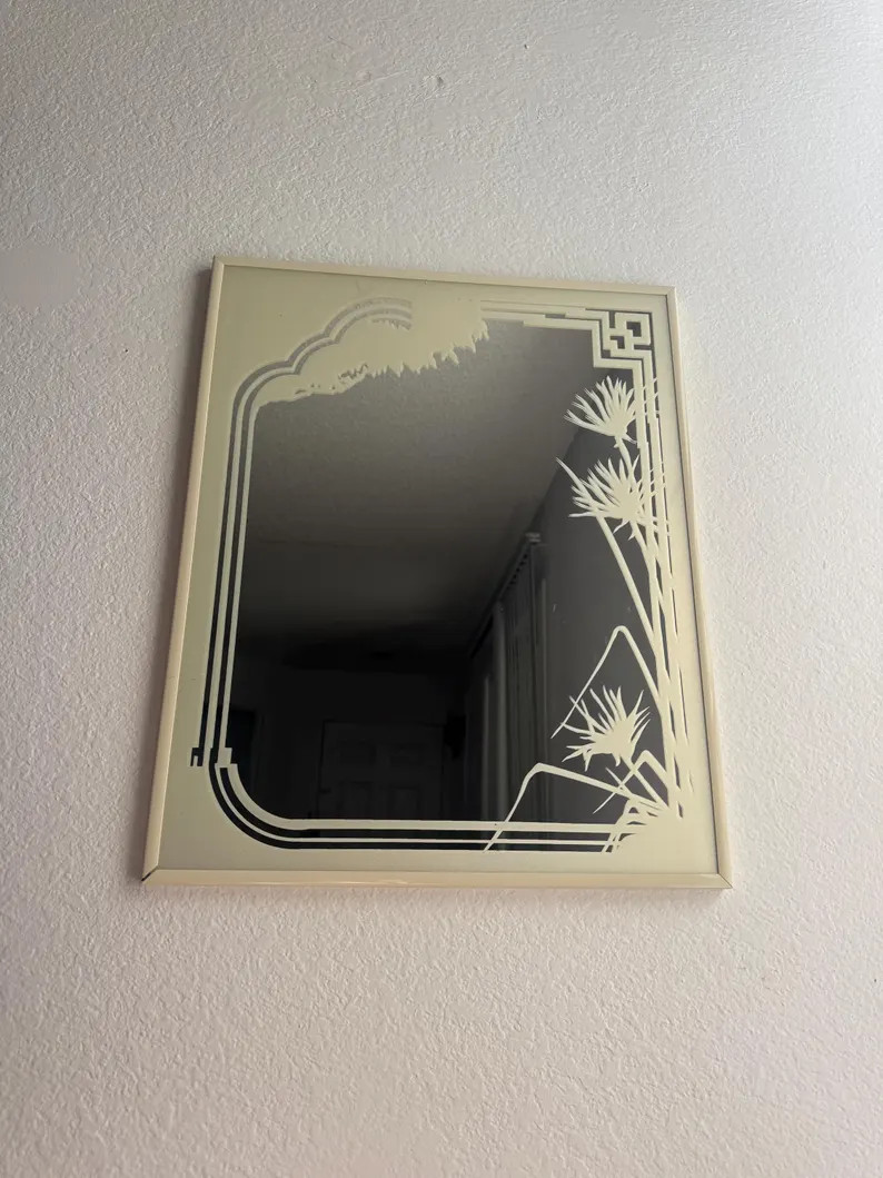 Vintage Etched Glass Mirror: Art Deco Palm Motif, Hollywood Regency Vanity Wall Decor - Etsy | Etsy (Global)