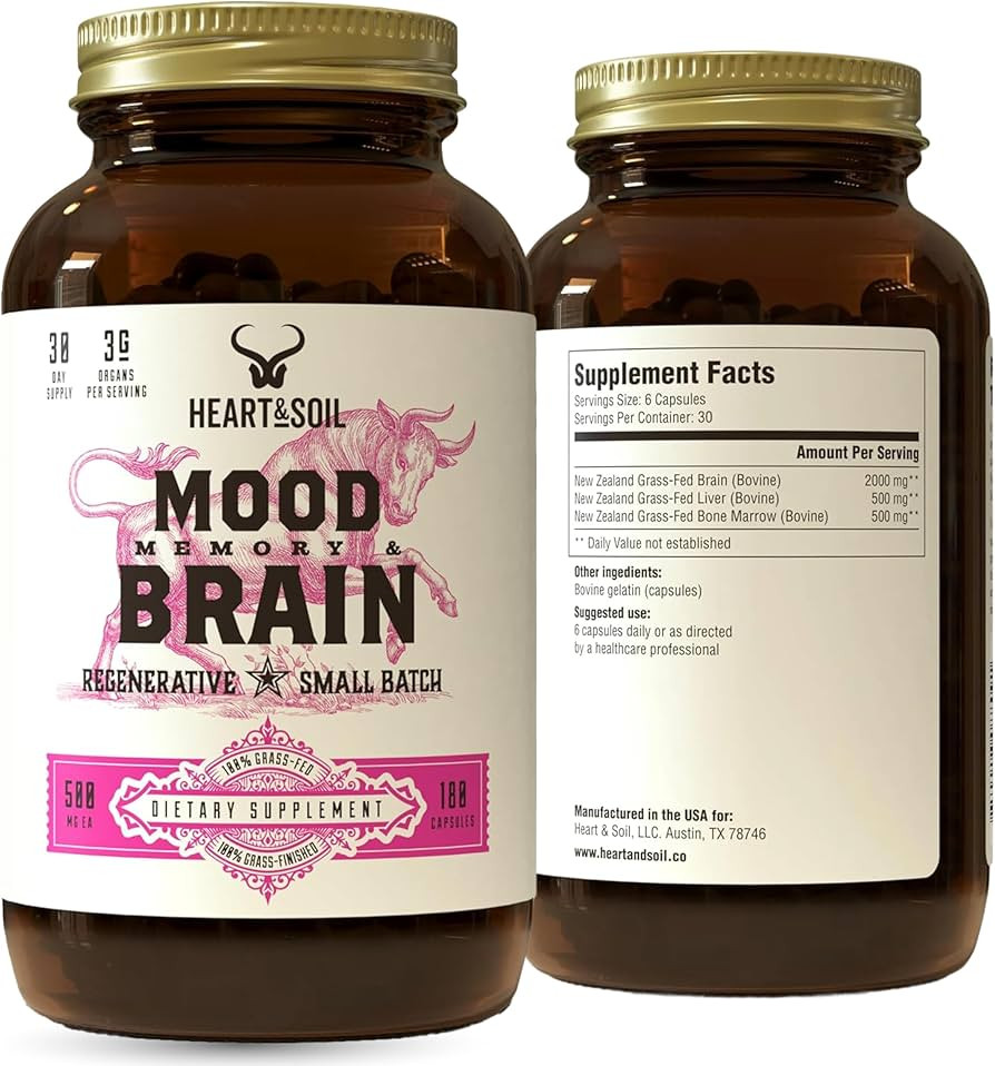 HEART & SOIL – 100% Grass Fed & Finished Beef Brain Supplement from Regenerative Cattle – for... | Amazon (US)