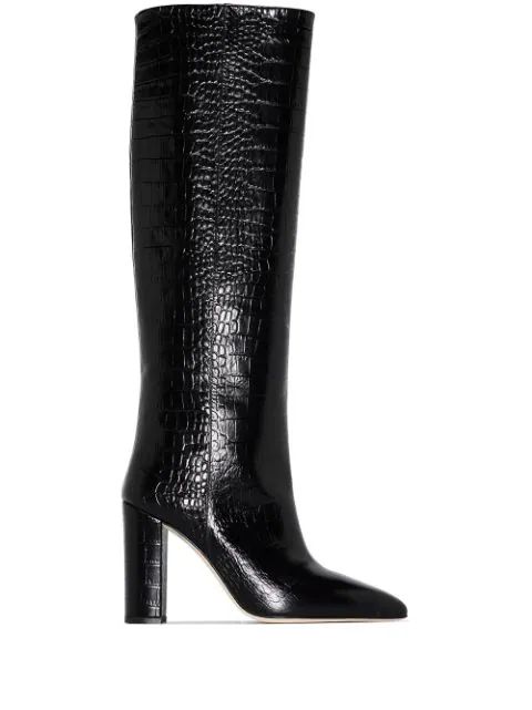 Paris Texas crocodile-effect knee-high Boots - Farfetch | Farfetch Global