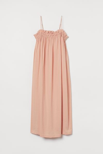 Relaxed-fit, calf-length dress in woven, crêped fabric. Narrow, adjustable shoulder straps and r... | H&M (US + CA)