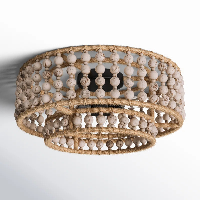 Keeter 3-Light 15.75" Wood Beaded Flush Mount | Wayfair North America