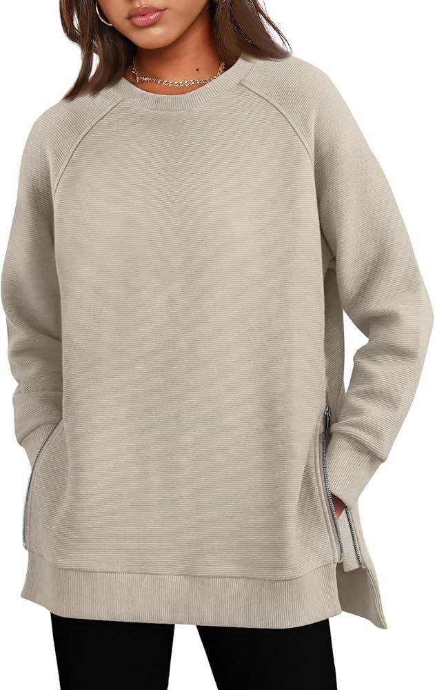 EFAN Womens Oversized Sweatshirts Long Sleeve Crew Neck Pullover Casual Hoodies 2023 Fall Fashion Cl | Amazon (US)