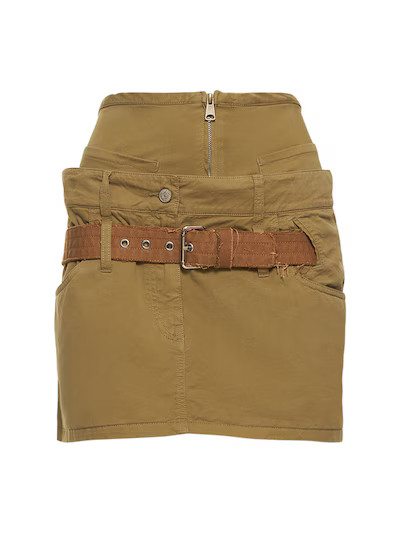 Diesel - Cotton gabardine mini skirt - Army Green | Luisaviaroma | Luisaviaroma