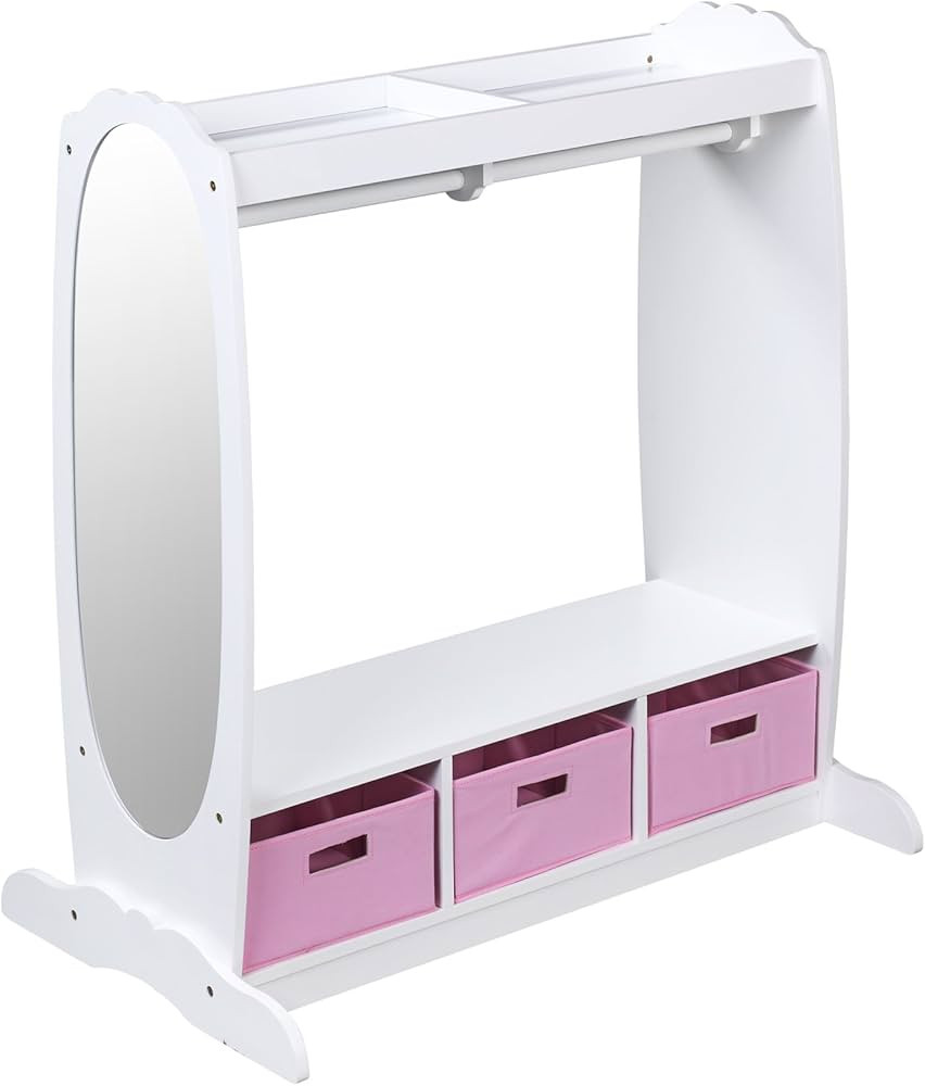Guidecraft Dress Up Storage – White: Dramatic Play Costume Rack with Mirror and Tray for Toddle... | Amazon (US)