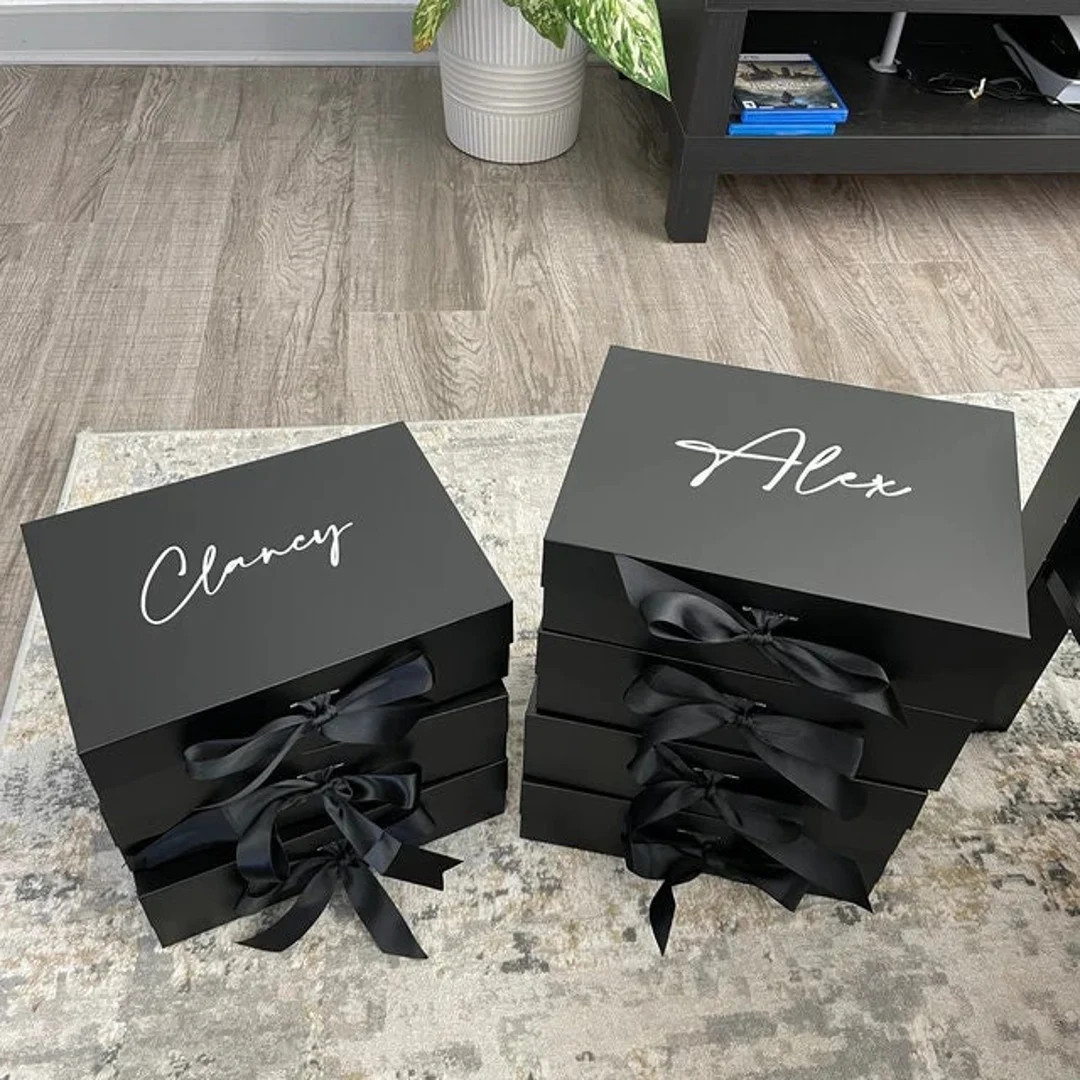 Magnetic Gift Box with Ribbon, Empty Personalized Bridesmaid Box, Flower Girl Proposal Box, Maid ... | Etsy (US)