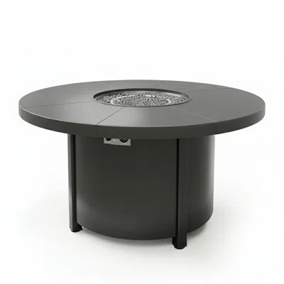 Dobbs 48" Round Fire Pit Table 40,000 BTU Carbon Steel Construction Adjustable Feet Magnetic Gas ... | Wayfair North America