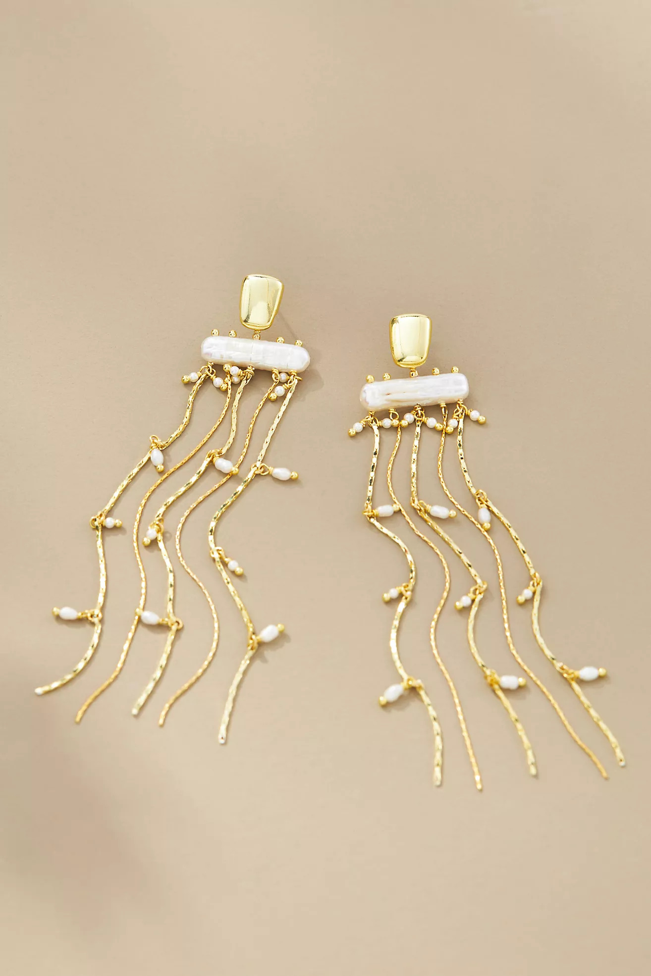 Long Fringe Pearl Drop Earrings | Anthropologie (US)