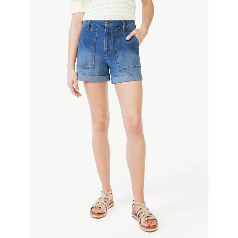 Scoop Women's High Rise Denim Utility Shorts | Walmart (US)