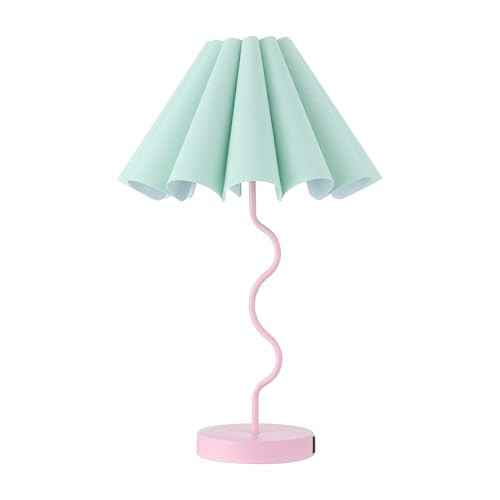 EOEYYOYB Pleated Table Lamp, Table Lamp for Bedroom, Bedside Lamps for Nightstand with Linen Lampshade, Modern Lamp for Bedroom Home Office Decor, Pink | Amazon (US)