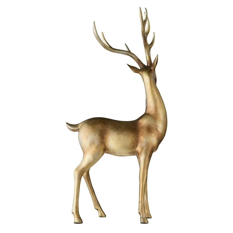 Standing Deer Christmas Tabletop Decoration, Gold, 16", by My Texas House - Walmart.com | Walmart (US)