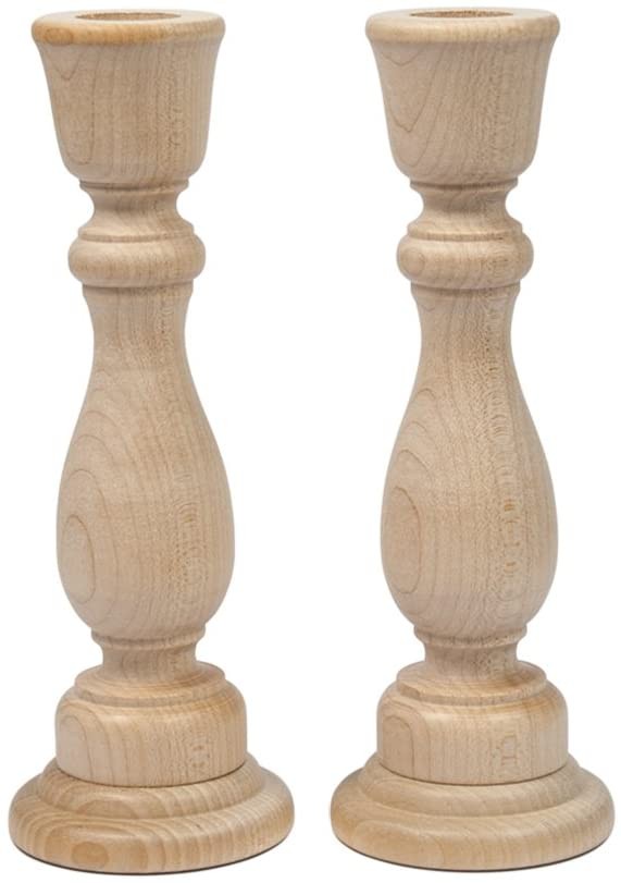 Unfinished Candlesticks 6-3/4 Inch, Unfinished Wooden Candlestick Holder - Bag of 2 | Amazon (US)
