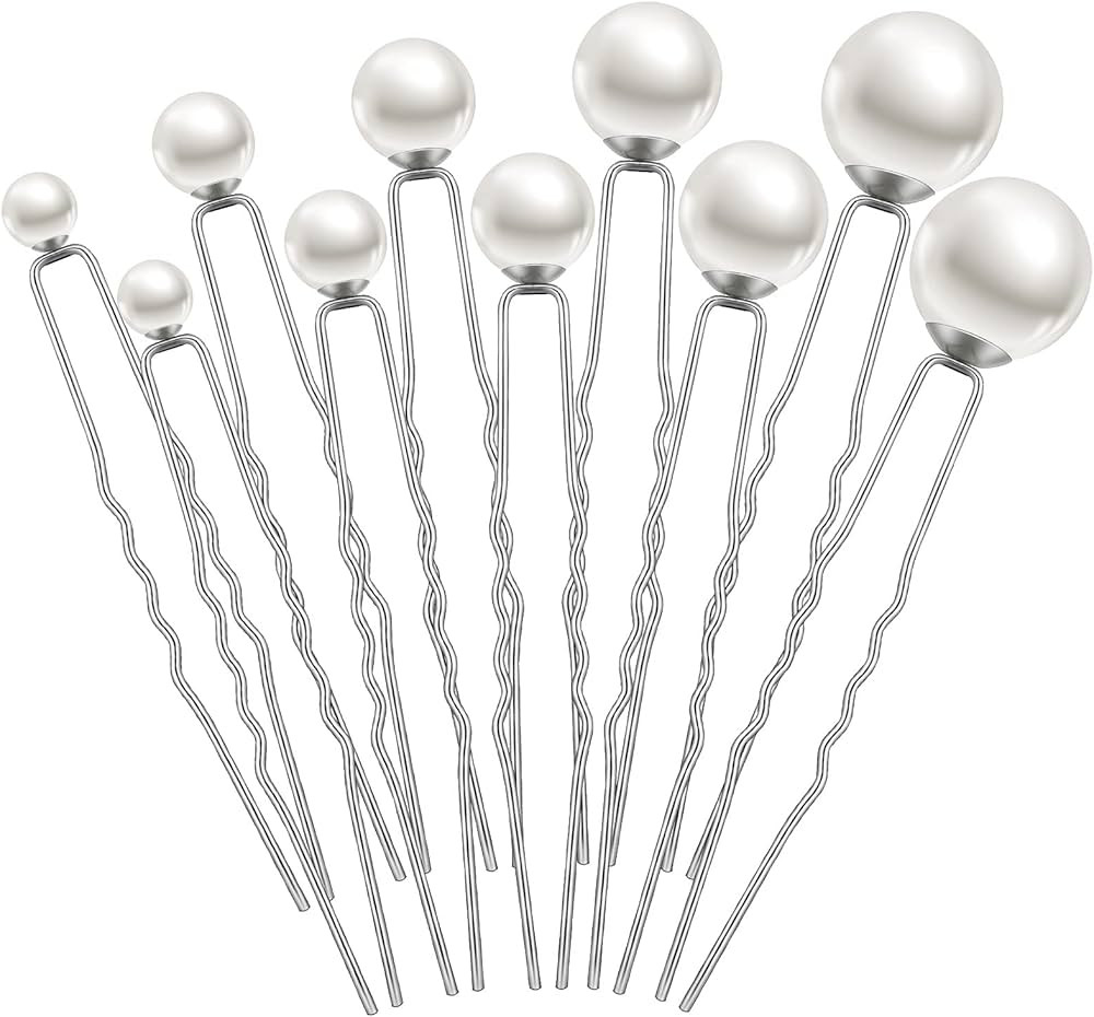 32 Pieces Wedding Pearl Hair Pins Bridal Pearl Rhinestone Hair Pins Hair Accessories U Shape Barr... | Amazon (US)