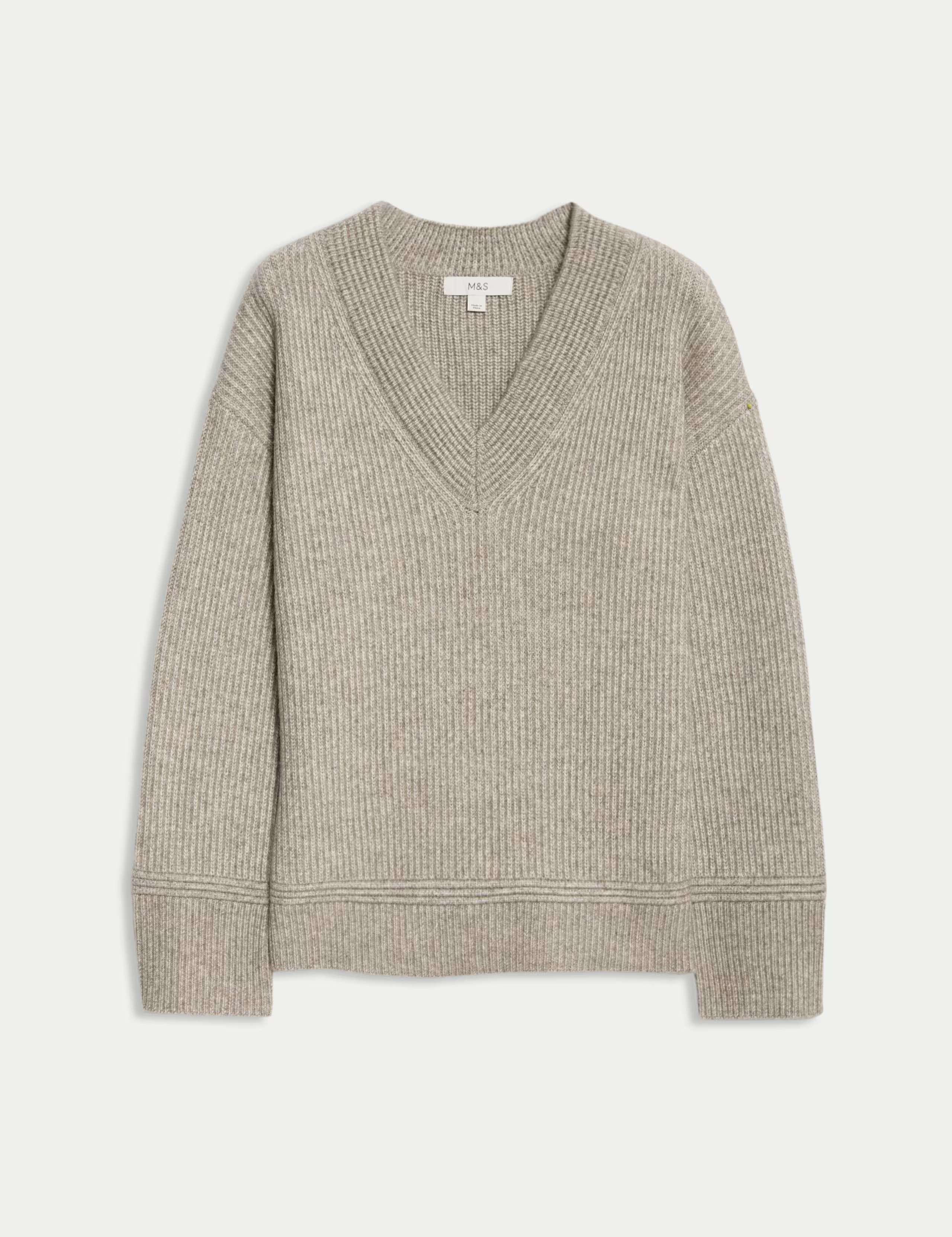 Cloud-Yarn Ribbed V-Neck Jumper | Marks & Spencer (UK)