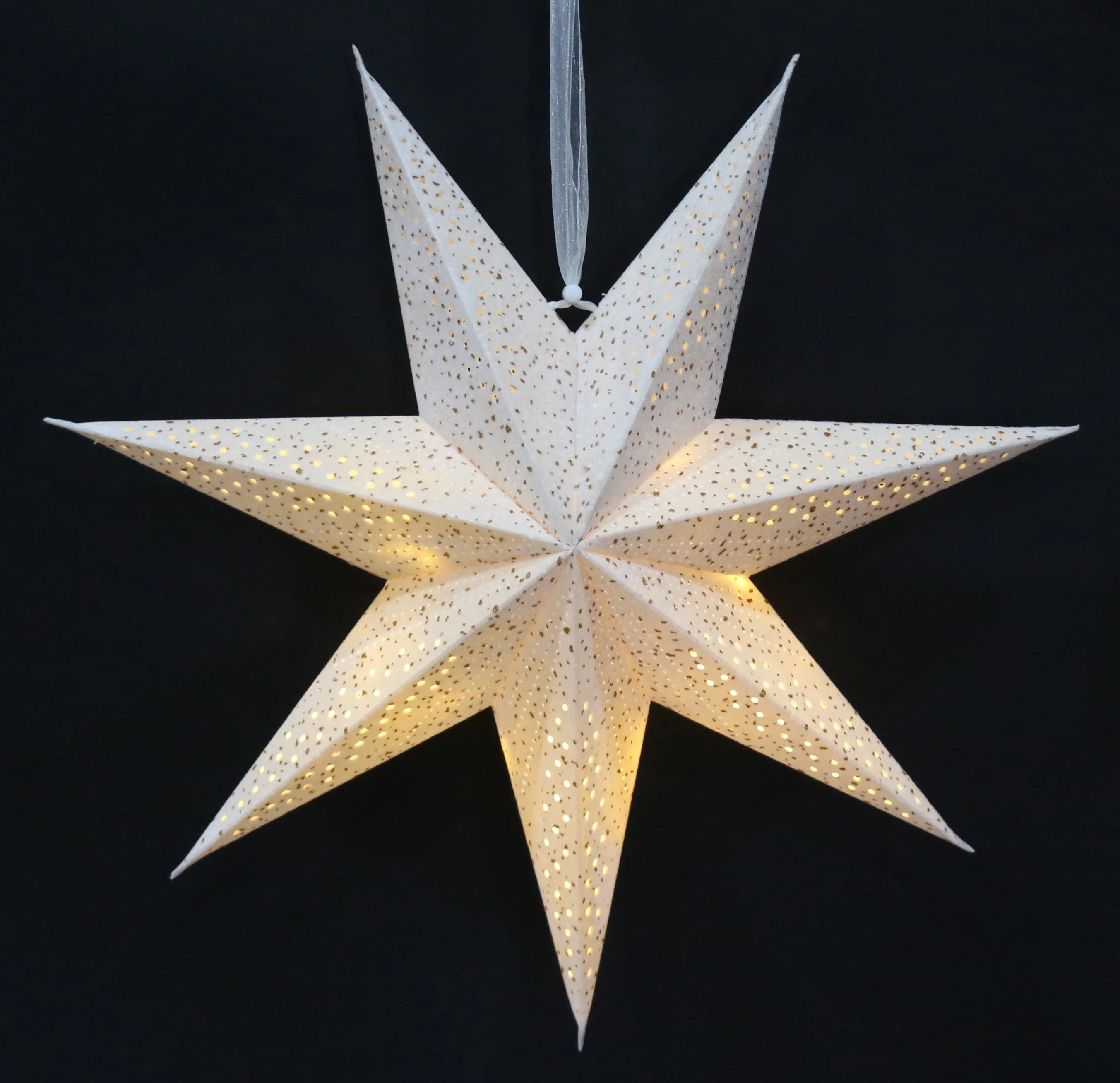 Light-Up White Battery-Operated Flocked Star Christmas Hanging Decoration, 17", by Holiday Time -... | Walmart (US)