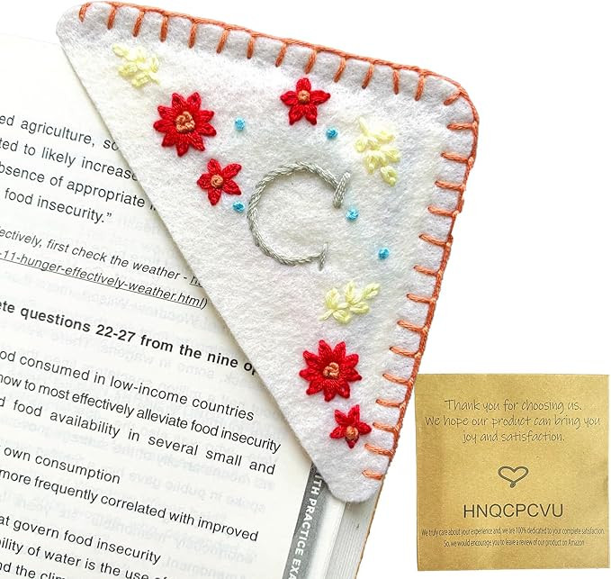 Personalized Hand Embroidered Corner Bookmark, Bookmarks for Women, Personalized Bookmark for Boo... | Amazon (US)