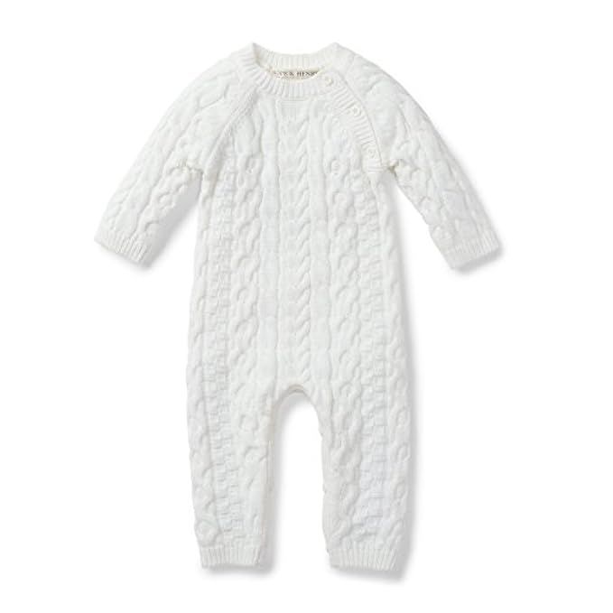 Hope & Henry Layette Cable Knit Sweater Romper Made with Organic Cotton | Amazon (US)