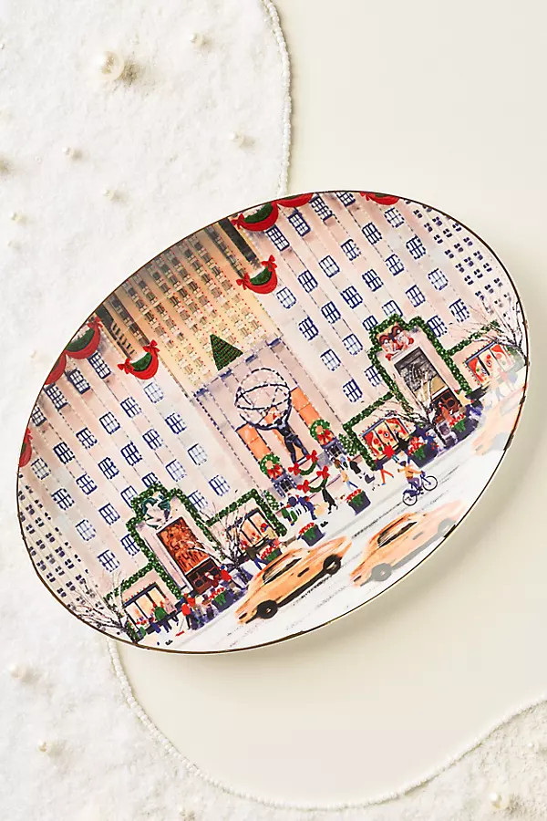 Holiday in the City Stoneware Platter | Anthropologie (US)